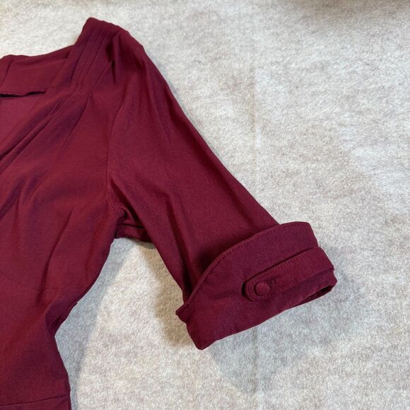 Unique Vintage Burgundy Delores Dress Fit & Flare Women’s 10 Retro Rockabilly - Picture 9 of 9